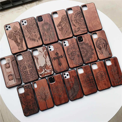 Gravierte Holz Handyhülle Huawei Mate 20 Pro – Echtholz mit Motivwahl