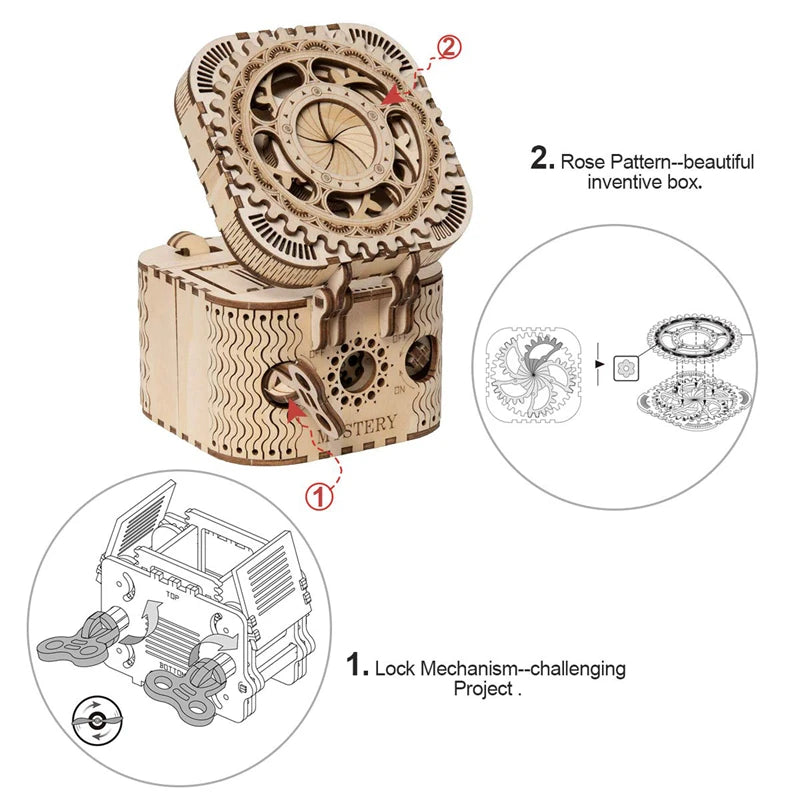 Robotime ROKR Schatztruhe Holzpuzzle – 3D DIY Treasure Box mit Zahlencode | Puzzlebox aus Holz für Kinder & Erwachsene