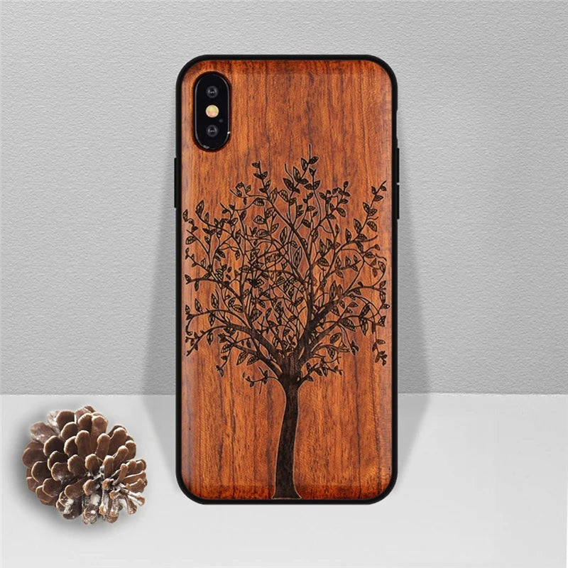 Gravierte Holz Handyhülle Huawei Mate 20 Pro – Echtholz mit Motivwahl