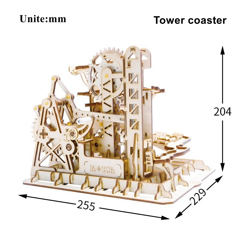 Robotime ROKR Kugelbahn Holzpuzzle – Marble Run Wasserrad 3D Bausatz für Kinder & Erwachsene