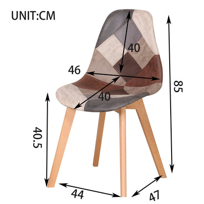 8er-Set Esszimmerstühle im skandinavischen Patchwork-Stil – ergonomisch & farbenfroh