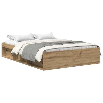 Bettgestell 140×190 cm – Handgefertigt aus Holzwerkstoff in Artisan Eiche | Ohne Matratze