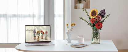 Robotime Rolife 3D Holzblumen – DIY Holzpuzzle Blumenstrauß | Ewige Blüten als Geschenk zum Muttertag, Geburtstag & Deko