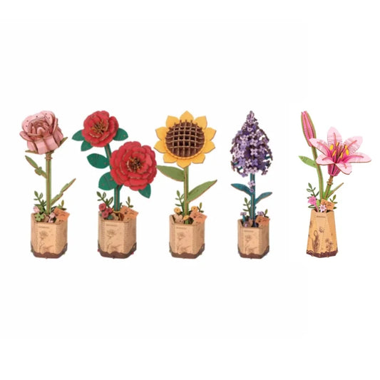 Robotime Rolife 3D Holzblumen – DIY Holzpuzzle Blumenstrauß | Ewige Blüten als Geschenk zum Muttertag, Geburtstag & Deko