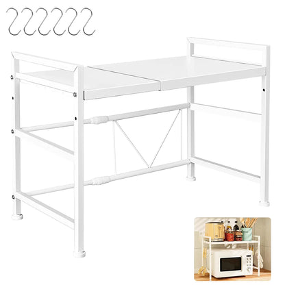 Étagère extensible en métal pour micro-ondes – 1 ou 2 niveaux, stable et réglable en hauteur – organisateur d'étagères de cuisine