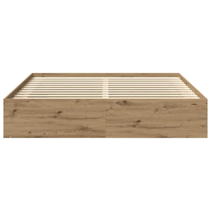 Bed frame 200×200 cm without mattress – Handcrafted from wood material in Artisan Oak | Solid design