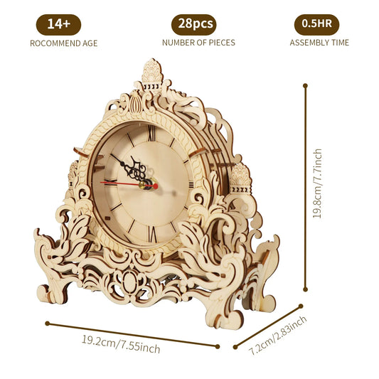 Horloge puzzle 3D en bois – Kit de bricolage en bois pour adultes et adolescents