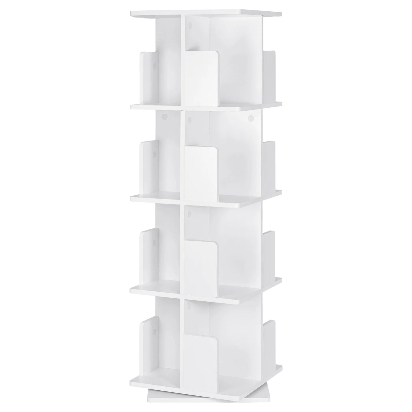 Bücherregal 4 Etagen 360° Drehbar MDF Regal mit 16 Fächern Standregal für Wohnzimmer Büro Arbeitszimmer