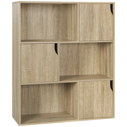 Bücherregal Weiß Eiche 80 x 96 x 30 cm Regal mit 6 Würfeln Skandinavisches Aufbewahrungsregal für Wohnzimmer Büro Arbeitszimmer