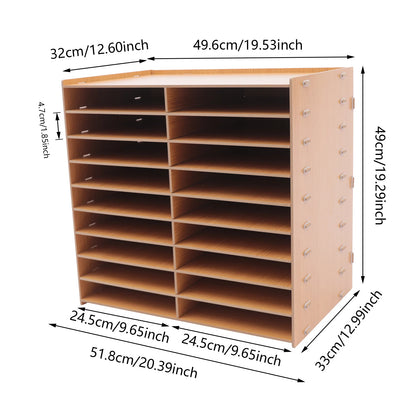 Dokumentenablage Holz 18 Fächer Aktenorganizer A4 Schreibtischregal Aktenregal für Büro und Home Office