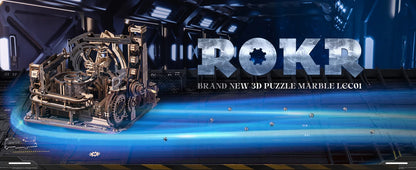 Robotime ROKR Marble Spaceport – Elektrisches 3D-Holzpuzzle mit Kugelbahn | Modellbausatz für Erwachsene & Teenager