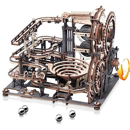 Robotime ROKR Marble Spaceport – Elektrisches 3D-Holzpuzzle mit Kugelbahn | Modellbausatz für Erwachsene & Teenager