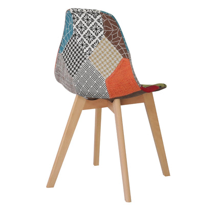 8er-Set Esszimmerstühle im skandinavischen Patchwork-Stil – ergonomisch & farbenfroh
