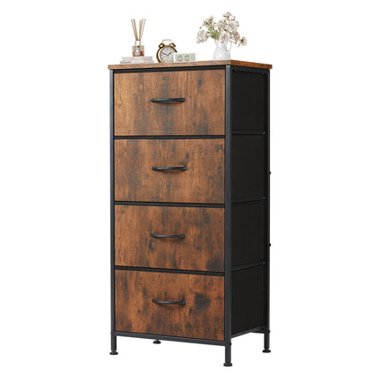 Meuble de salon JHK avec 4 tiroirs en tissu – structure en acier, peu encombrant et moderne