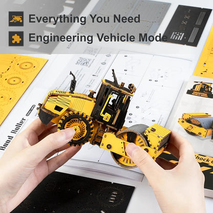 Robotime ROKR Dampfwalze Holzpuzzle – 3D Modellbausatz aus Holz für Kinder & Erwachsene