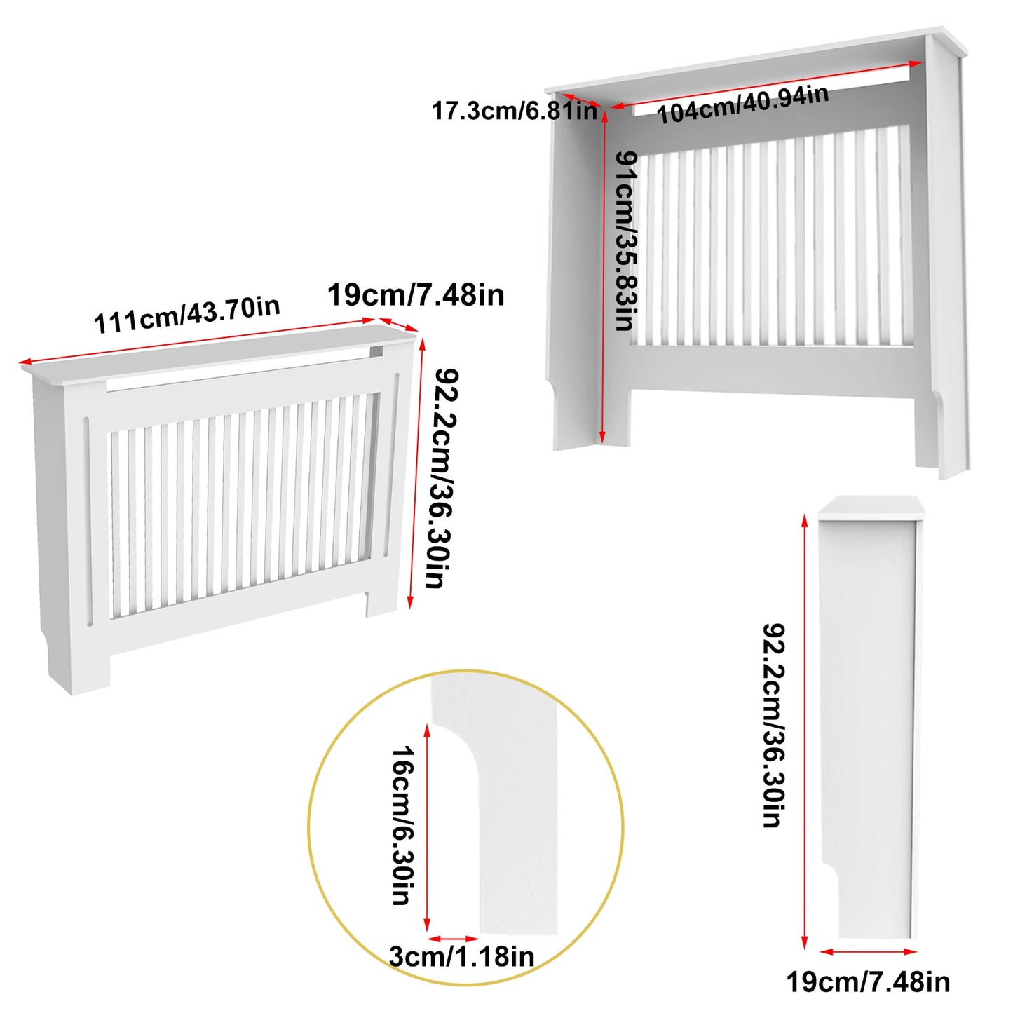 Cache radiateur blanc – Meuble MDF en S/M/L/XL | Moderne et individuel