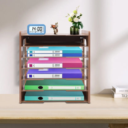 Holz Schreibtisch Organizer A4 Papierablage 7 Stufige Dokumentenablage Aktenregal für Büro und Home Office