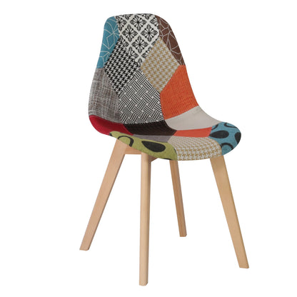 8er-Set Esszimmerstühle im skandinavischen Patchwork-Stil – ergonomisch & farbenfroh