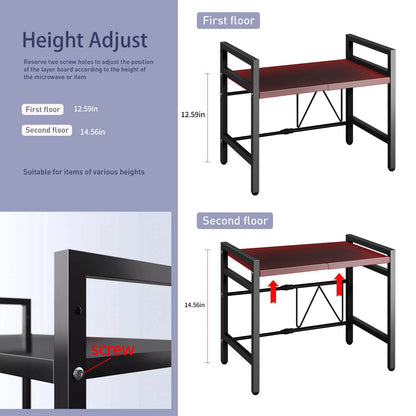 Support extensible pour micro-ondes 42-64 cm – Protection contre l'humidité et la rouille, organiseur de cuisine, noir