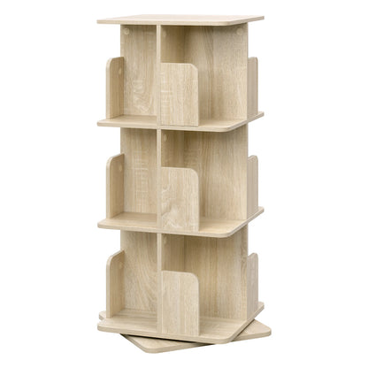 Bücherregal 3 Etagen 360° Drehbar Regal 40 x 94,5 x 40 cm MDF Standregal mit 12 Fächern für Wohnzimmer Büro Schlafzimmer