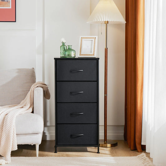 Meuble de salon JHK avec 4 tiroirs en tissu – structure en acier, peu encombrant et moderne