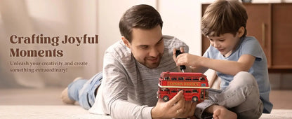 Robotime Rolife London Bus Holzpuzzle – 3D Modellbausatz aus Holz zum Basteln & Sammeln