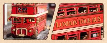 Robotime Rolife London Bus Holzpuzzle – 3D Modellbausatz aus Holz zum Basteln & Sammeln