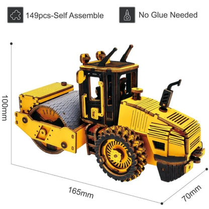 Robotime ROKR Dampfwalze Holzpuzzle – 3D Modellbausatz aus Holz für Kinder & Erwachsene