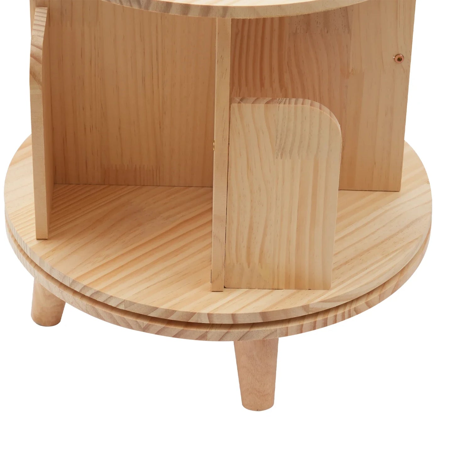360° drehbares Bücherregal aus Kiefernholz, 6 Ebenen, platzsparender Organizer