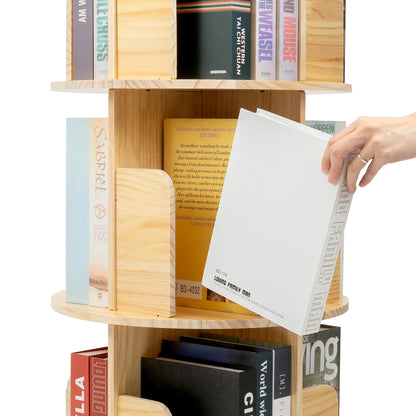 Bibliothèque rotative en bois – 1 à 6 niveaux, ronde, peu encombrante et moderne