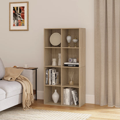 Bookcase with 8 compartments – freestanding &amp; modern – in white or oak