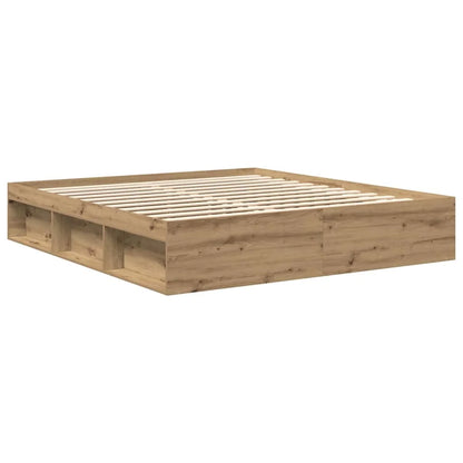Bed frame 200×200 cm without mattress – Handcrafted from wood material in Artisan Oak | Solid design