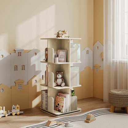 Bücherregal 3 Etagen 360° Drehbar Regal 40 x 94,5 x 40 cm MDF Standregal mit 12 Fächern für Wohnzimmer Büro Schlafzimmer