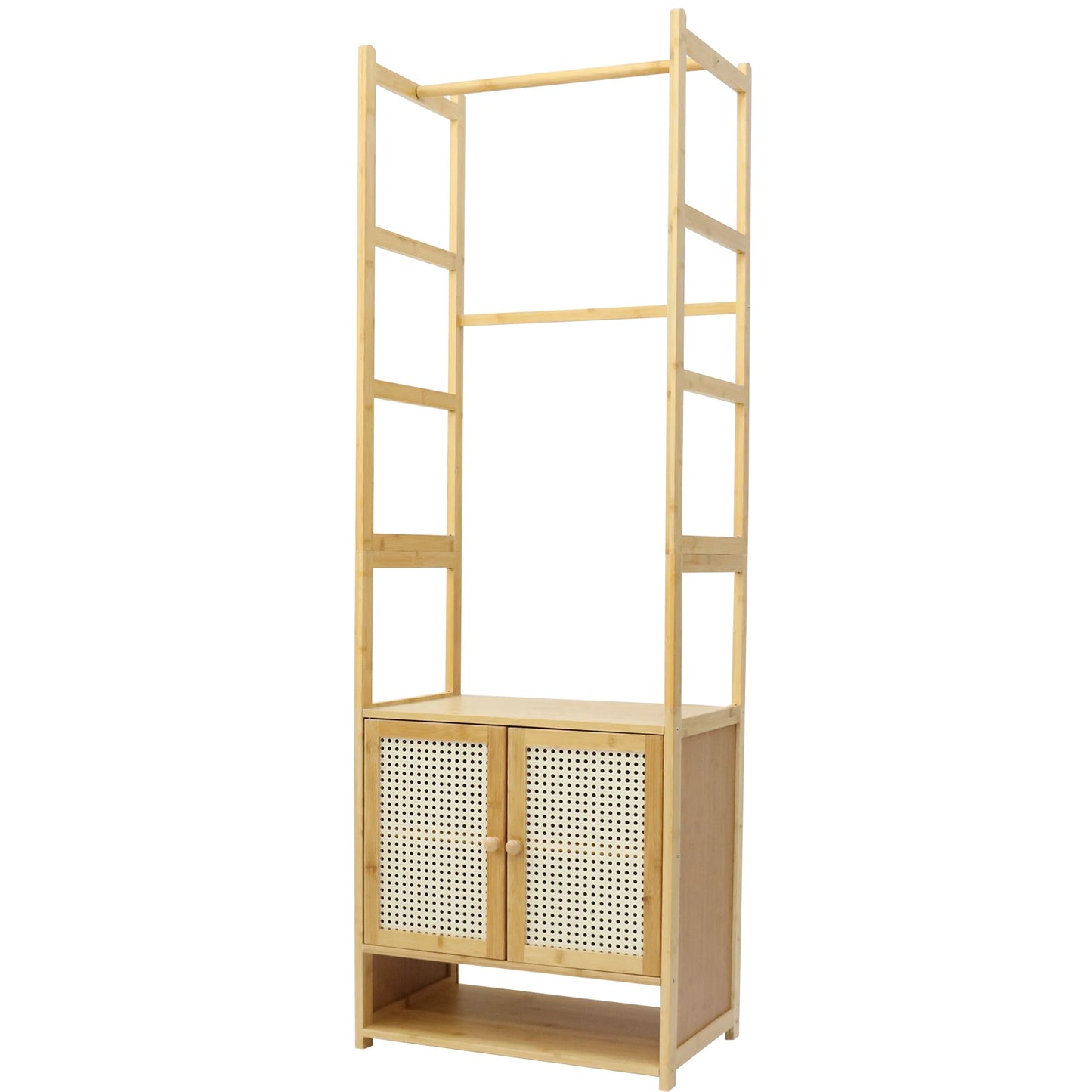 Kleiderständer aus Bambus mit Schrank & Regal – freistehend, modern & platzsparend