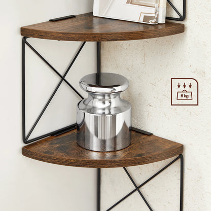 Étagère d'angle VASAGLE Zigzag – 5 niveaux, étagère murale vintage marron-noir, hauteur 127 cm
