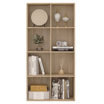 Bookcase with 8 compartments – freestanding &amp; modern – in white or oak