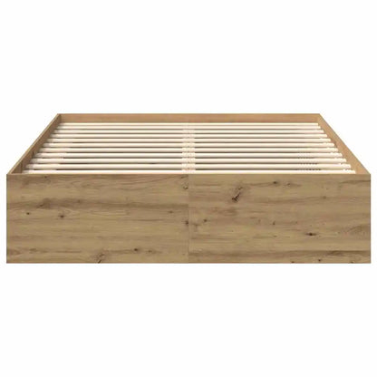 Bettgestell 140×190 cm – Handgefertigt aus Holzwerkstoff in Artisan Eiche | Ohne Matratze