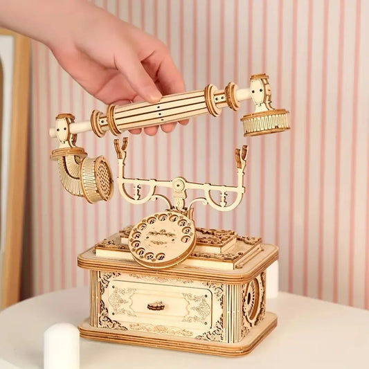 Puzzle 3D en bois Téléphone rétro – Kit créatif à faire soi-même pour adultes