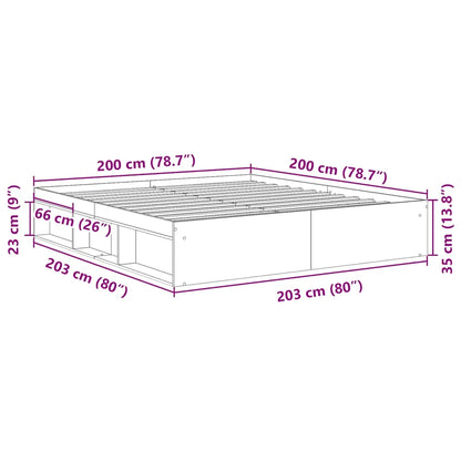 Bed frame 200×200 cm without mattress – Handcrafted from wood material in Artisan Oak | Solid design