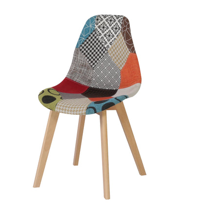 8er-Set Esszimmerstühle im skandinavischen Patchwork-Stil – ergonomisch & farbenfroh