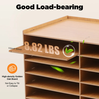 Dokumentenablage Holz 18 Fächer Aktenorganizer A4 Schreibtischregal Aktenregal für Büro und Home Office