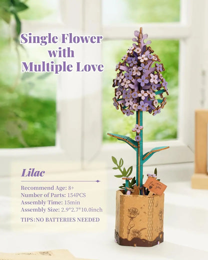 Robotime Rolife 3D Holzblumen – DIY Holzpuzzle Blumenstrauß | Ewige Blüten als Geschenk zum Muttertag, Geburtstag & Deko