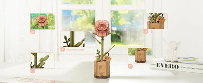 Robotime Rolife 3D Holzblumen – DIY Holzpuzzle Blumenstrauß | Ewige Blüten als Geschenk zum Muttertag, Geburtstag & Deko