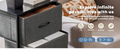 Meuble de salon JHK avec 4 tiroirs en tissu – structure en acier, peu encombrant et moderne