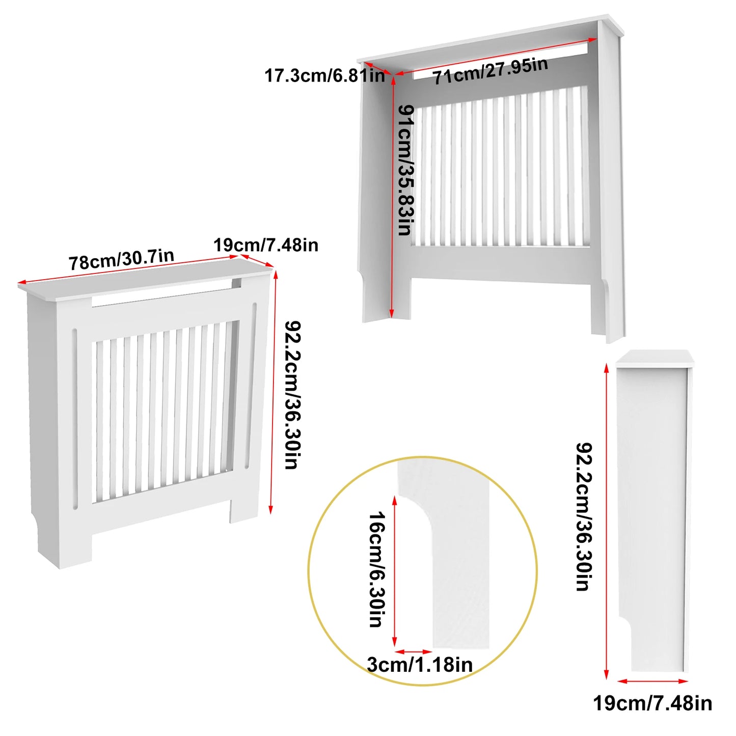 Cache radiateur blanc – Meuble MDF en S/M/L/XL | Moderne et individuel