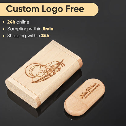 USB-Stick Holz 4–128GB – Gravur möglich, Geschenk, Bambus, Walnuss, Ahorn