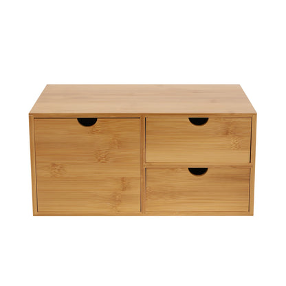 Bambus Schreibtisch Organizer mit 3 Schubladen Retro Design Umweltfreundlicher Tisch Organizer für Büro und Home Office