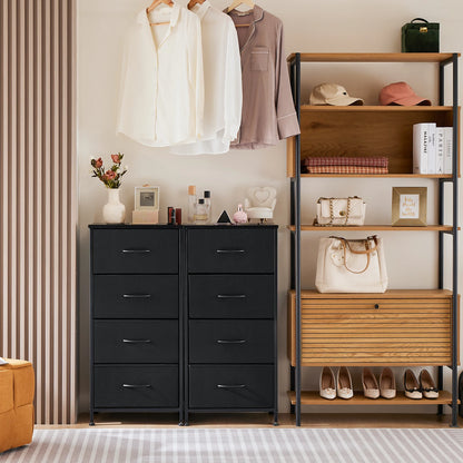 Meuble de salon JHK avec 4 tiroirs en tissu – structure en acier, peu encombrant et moderne