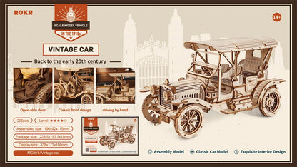 Robotime ROKR Classic Car & Vehicle Serie – 3D Holzpuzzle im Maßstab 1:15 für Kinder & Erwachsene