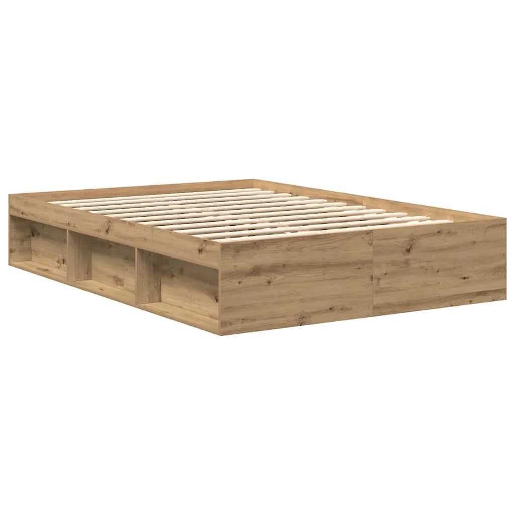 Bettgestell 140×190 cm – Handgefertigt aus Holzwerkstoff in Artisan Eiche | Ohne Matratze